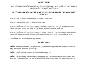 Quyết định 149/QĐ-BCĐQHPTĐLQG  Quy chế hoạt động Ban Chỉ đạo Nhà nước