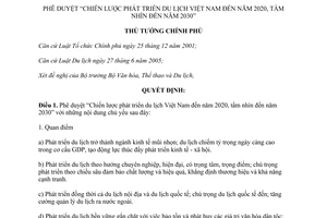 Quyết định 2473/QĐ-TTg năm 2011 phê duyệt "Chiến lược phát triển du lịch Việt Na