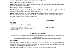 Thông tư 70/2011/TT-BGTVT Quy chuẩn kỹ thuật quốc gia Quy phạm ngăn ngừa