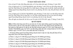 Quyết định 57/2011/QĐ-UBND điều chỉnh tăng mức hỗ trợ người hoạt động không