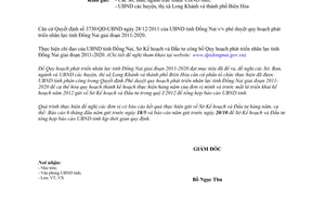 Công văn 65/SKHĐT-VX công bố Quy hoạch phát triển nhân lực tỉnh Đồng Nai