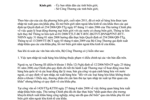 Công văn 207/BCT-TMMN năm 2012 xuất nhập khẩu qua cửa khẩu phụ lối mở biên giới