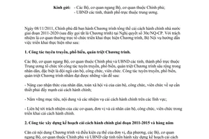 Công văn 207/BNV-CCHC  triển khai Chương trình tổng thể cải cách hành chính