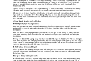 Công văn 05/TA-KHTC xử lý ngân sách cuối năm và lập báo cáo quyết toán năm 2011