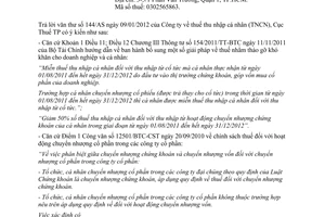 Công văn 460/CT-TTHT thuế thu nhập cá nhân