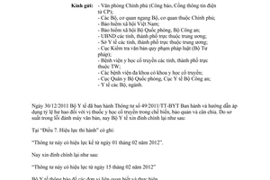 Công văn 199/BYT-YDCT đính chính Thông tư 49/2011/TT-BYT