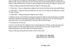 Công văn 230/TCHQ-GSQL báo cáo tình hình quản lý hàng kinh doanh tạm nhập tái