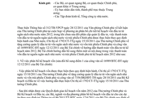 Công văn 913/BTC-ĐT hướng dẫn thanh toán vốn đầu tư từ kế hoạch năm 2012