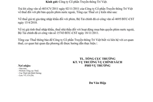 Công văn 235/TCT-CS thuế phí bản quyền phim nước ngoài