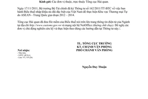 Công văn 286/TCHQ-VP về nghiên cứu và thực hiện Biểu thuế xuất nhập khẩu ưu đãi