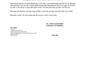 Công văn 376/BHXH-VP điều chỉnh giờ làm việc