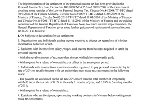 Official Dispatch No. 230/TCT-TNCN on guiding settlement of personal income tax
