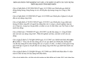 Công văn 10/SXD-CB công bố đơn giá phần thí nghiệm vật liệu, cấu kiện và kết cấu