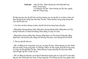 Công văn 06/BTĐKT-VP 2012 cấp đổi hiện vật khen thưởng