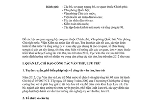 Công văn 06/VTLTNN-NVTW  phương hướng nhiệm vụ công tác văn thư lưu trữ