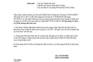 Công văn 07/SXD-KTXD hướng dẫn điều chỉnh dự toán xây dựng công trình