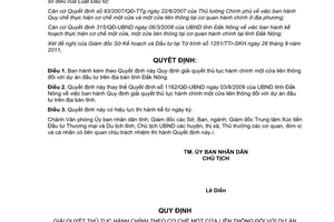 Quyết định 02/QĐ-UBND giải quyết thủ tục hành chính một cửa liên thông