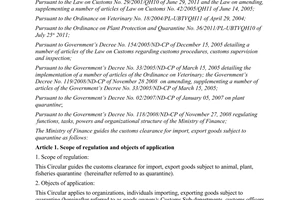 Circular No. 01/2012/TT-BTC guiding customs clearance for import, export goods