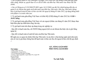 Thông báo 01/TB-KBNN tỷ giá hạch toán ngoại tệ tháng 01 năm 2012