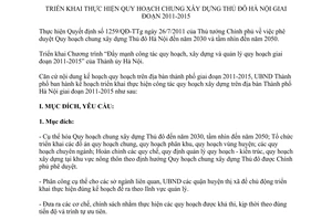 Kế hoạch 01/KH-UBND triển khai thực hiện quy hoạch chung xây dựng Thủ đô Hà Nội