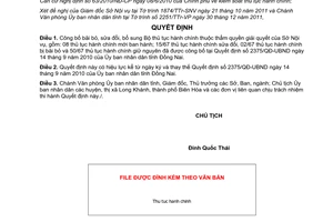 Quyết định 12/QĐ-UBND bãi bỏ, sửa đổi bộ thủ tục hành chính Sở Nội vụ