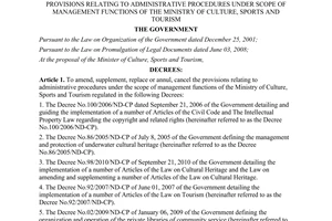 Decree No. 01/2012/ND-CP amending supplementing  replacing or annulling cancel