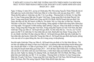 Thông báo 05/TB-VPCP ý kiến kết luận Phó Thủ tướng Nguyễn Thiện Nhân