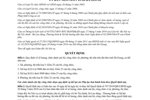 Quyết định 01/2012/QĐ-UBND số lượng chức danh cán bộ công chức xã