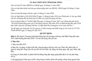 Quyết định 01/2012/QĐ-UBND Chương trình hành động bảo tồn đa dạng sinh học