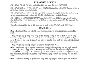 Quyết định 02/2012/QĐ-UBND bảng đơn giá nhà, công trình xây dựng