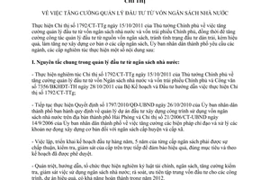 Chỉ thị 01/CT- UBND tăng cường quản lý vốn đầu tư từ ngân sách nhà nước Hải Phòng 2012