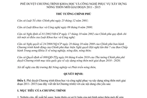 Quyết định 27/QĐ-TTgphê duyệt Chương trình khoa học và công nghệ