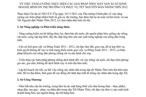 MOI LAY- Chỉ thị số 01/CT-UBND bình ổn thị trường và phục vụ Tết Nguyên đán Nhâm Thìn 2012 Hưng Yên