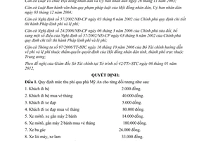 Quyết định 01/2012/QĐ-UBND quy định mức thu phí qua phà Mỹ An