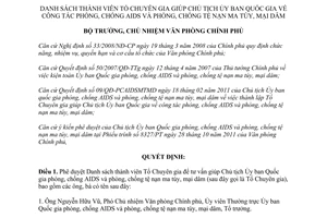 Quyết định 25/QĐ-VPCP năm 2012 về Danh sách thành viên Tổ Chuyên gia để tư vấn