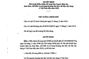 Quyết định 45/QĐ-TTg phê duyệt điều chỉnh Quy hoạch thăm dò khai thác