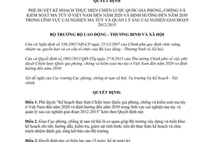 Quyết định 19/QĐ-BLĐTBXH phê duyệt Kế hoạch thực hiện Chiến lược Quốc gia