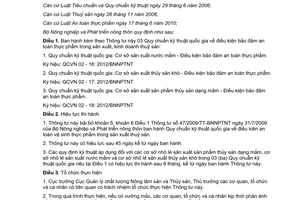 Thông tư 02/2012/TT-BNNPTNT Quy chuẩn kỹ thuật quốc gia điều kiện bảo đảm