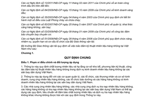 Thông tư 01/2012/TT-BGTVT  bảo đảm kỹ thuật nhiên liệu hàng không