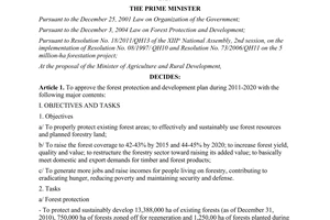 Decision No. 57/QD-TTg approving the forest protection and development plan