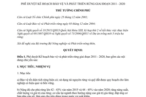 Quyết định 57/QĐ-TTg  phê duyệt Kế hoạch bảo vệ và phát triển rừng
