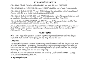 Quyết định 06/QĐ-UBND Chương trình đầu tư xử lý chất thải rắn