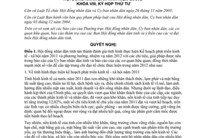 Nghị quyết 50/2012/NQ-HĐND nhiệm vụ phát triển kinh tế xã hội năm 2012