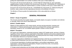Circular No. 06/2012/TT-BTC guiding the implementation of a number of articles