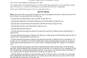 Quyết định 01/2012/QĐ-UBND áp dụng cơ chế một cửa tại Sở Văn hoá, Thể thao