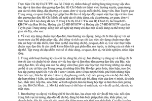 Hướng dẫn 32-HD/BTGTW Đưa việc tiếp tục đẩy mạnh học tập và làm theo tấm gương