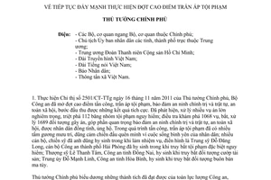 Công điện 57/CĐ-TTg tiếp tục đẩy mạnh thực hiện đợt cao điểm trấn áp tội phạm