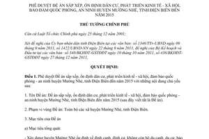 Quyết định 79/QĐ-TTg năm 2012 phê duyệt Đề án sắp xếp, ổn định dân cư, phát triể