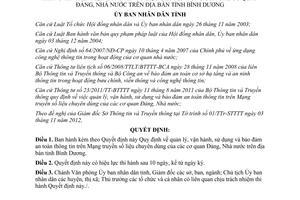 Quyết định 03/2012/QĐ-UBND bảo đảm an toàn thông Mạng truyền số liệu chuyên dùng Bình Dương