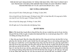 Quyết định 78/QĐ-TTg phê duyệt Quy hoạch đầu tư tổng thể bảo tồn